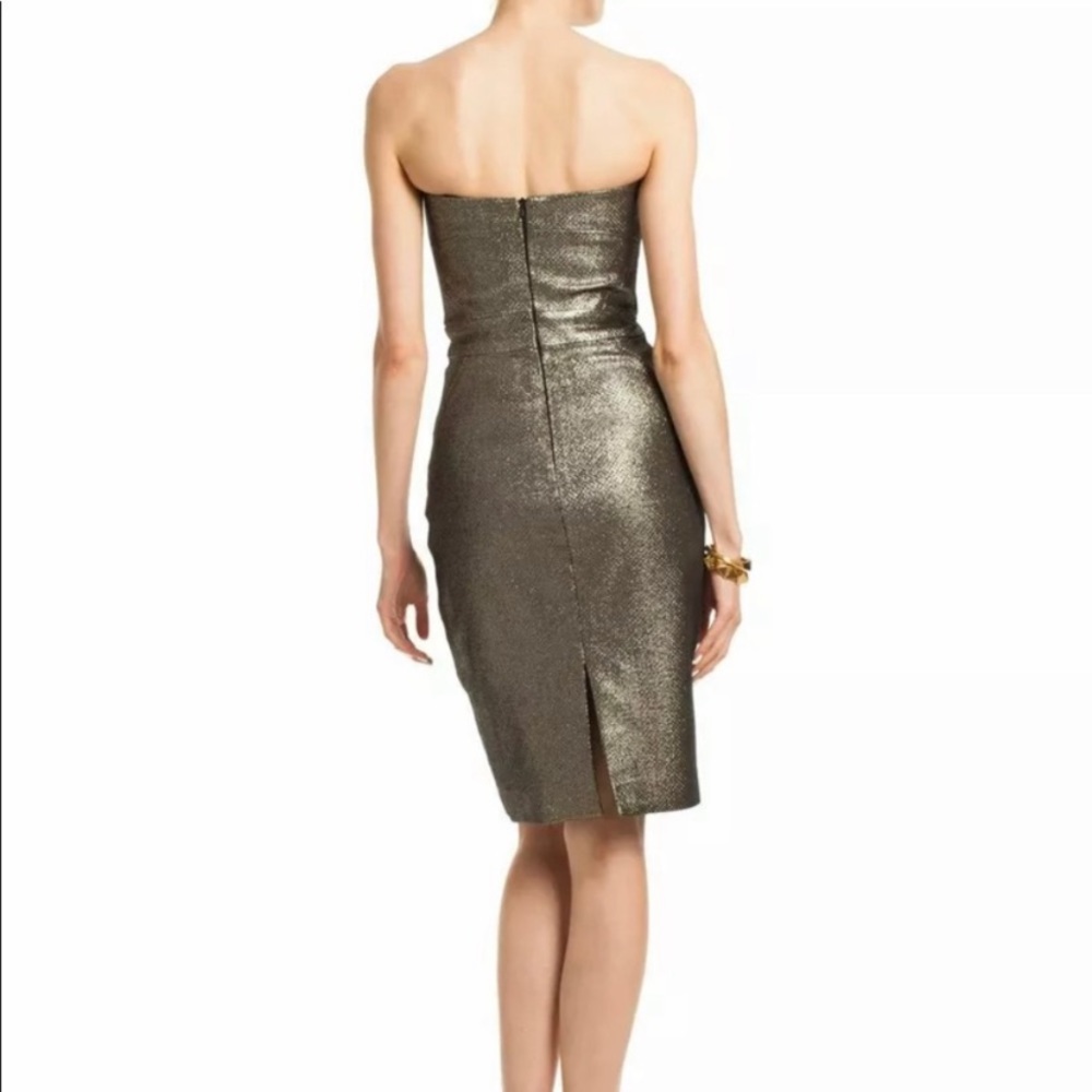 SOLD Trina Turk Volare Metallic Strapless Cocktail Dress w/ Sweetheart Neckline - Picture 3 of 16
